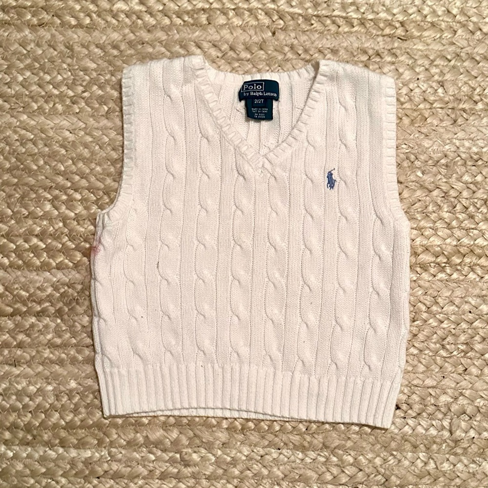 Polo Sweater Vest White Kids Size 2T